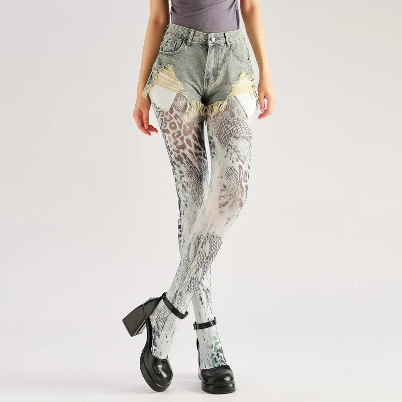 Art Leopard Print Tights