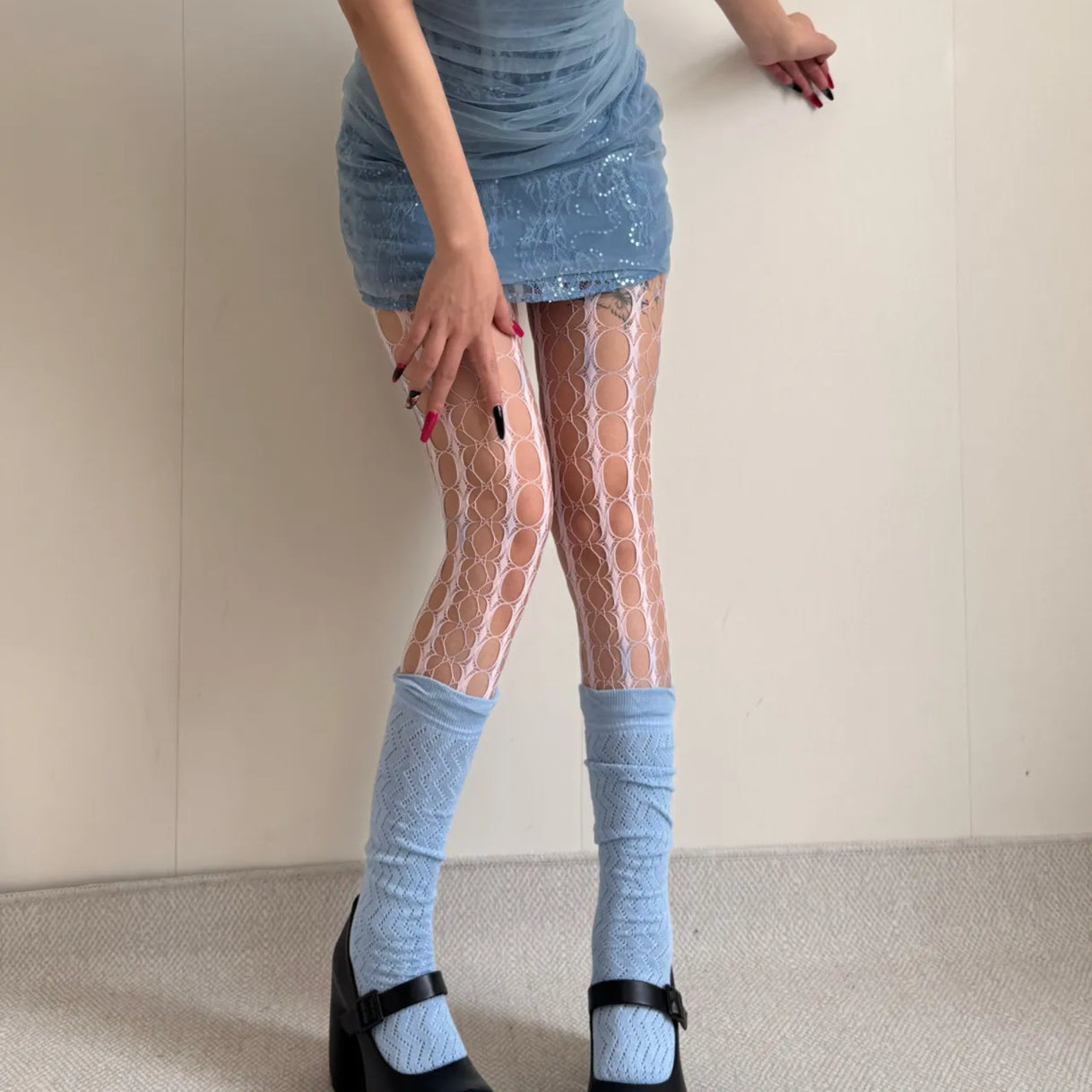 Y2K Tie-Dye Gradient Fishnet Tights