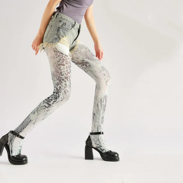 Art Leopard Print Tights