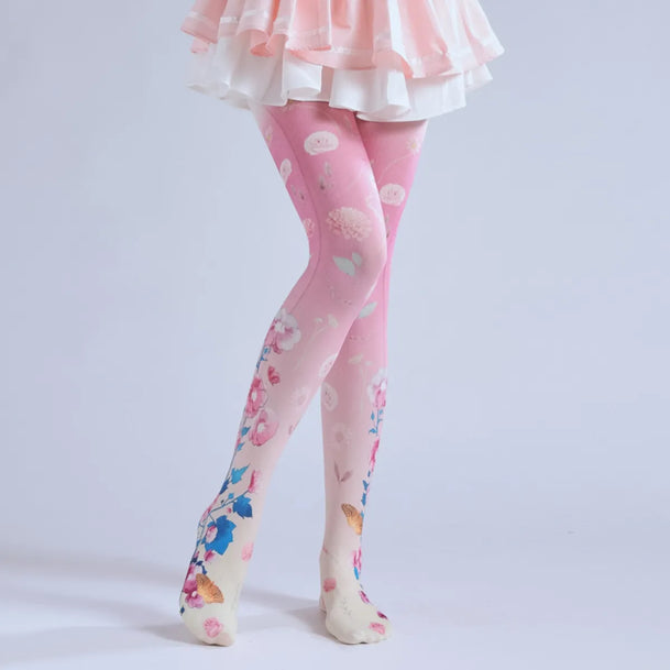 Kawaii Floral Lolita Print Tights