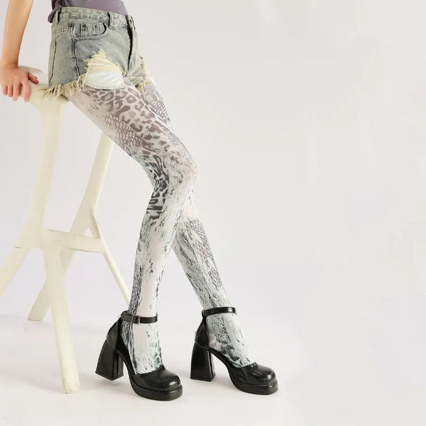 Art Leopard Print Tights