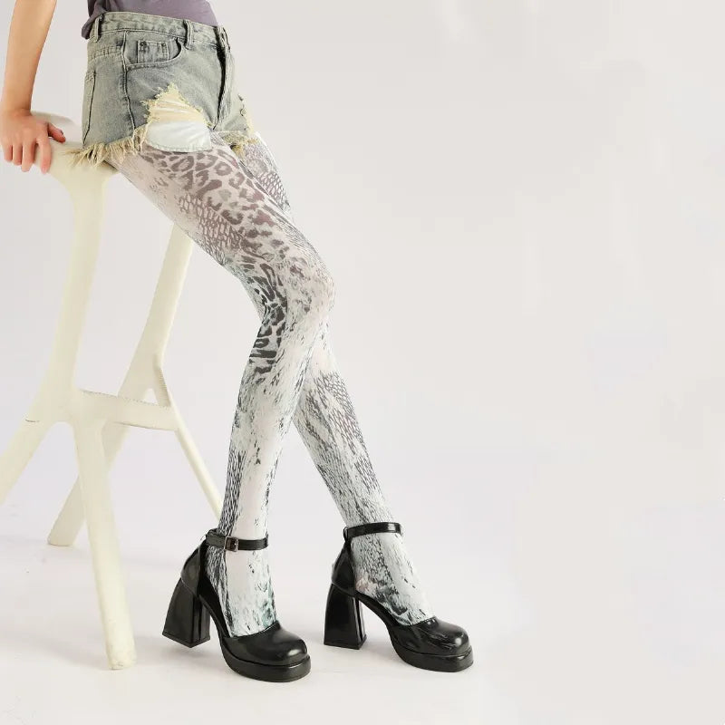 Art Leopard Print Tights