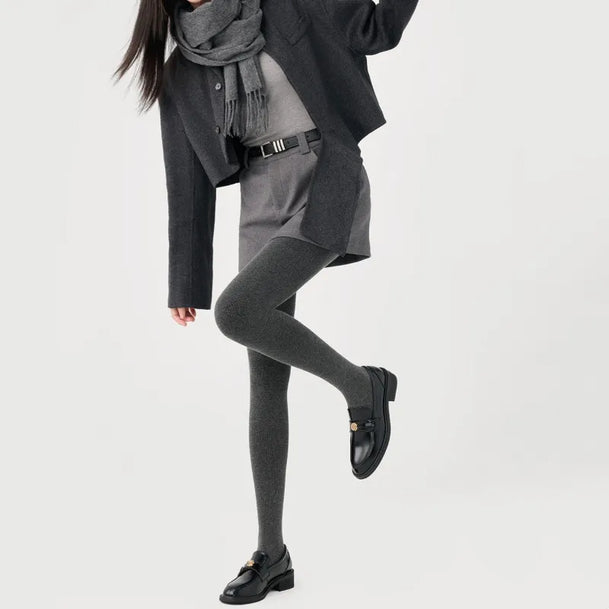 Grey Striped Fleece Lined Pantyhose