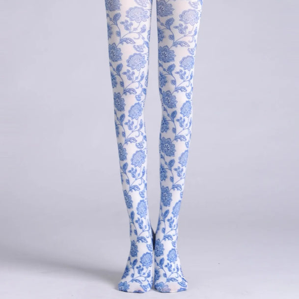 Chinese Porcelain Print Tights