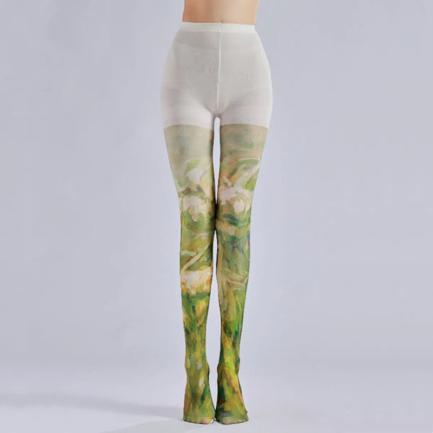 Vintage Oil Painting Print Tights