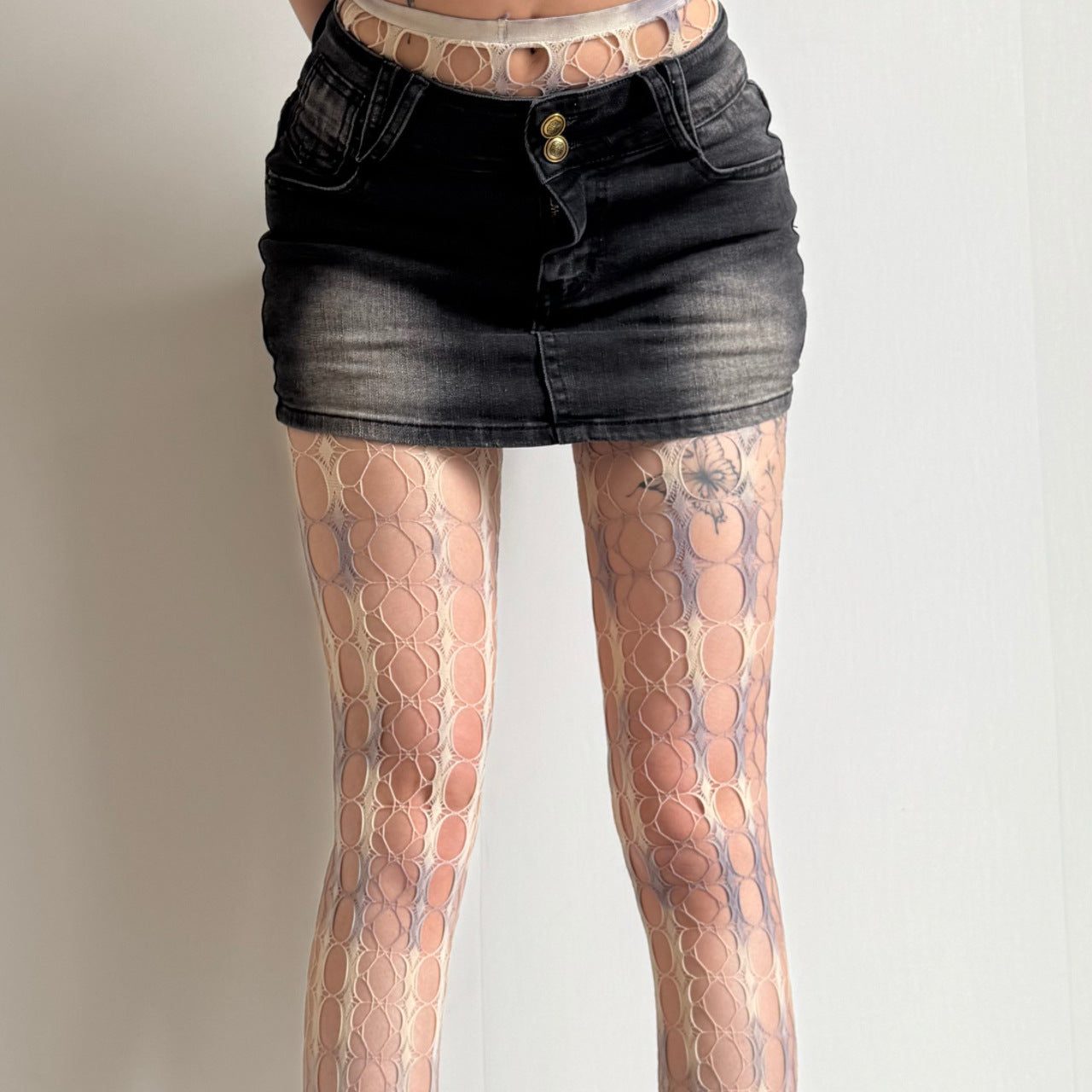 Y2K Tie-Dye Gradient Fishnet Tights