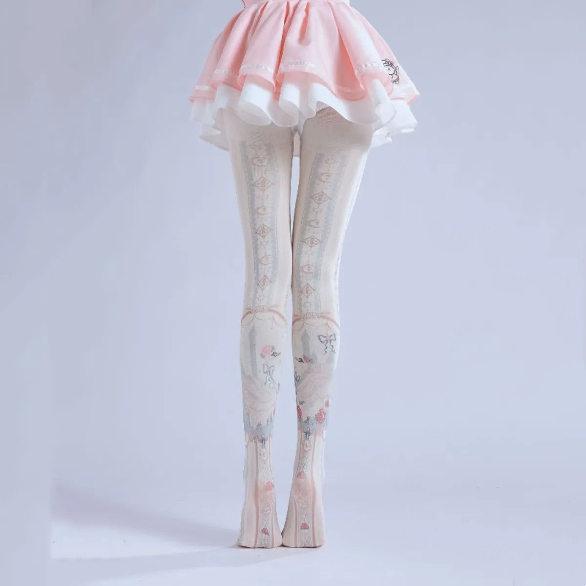 Elegant Lolita White Print Tights
