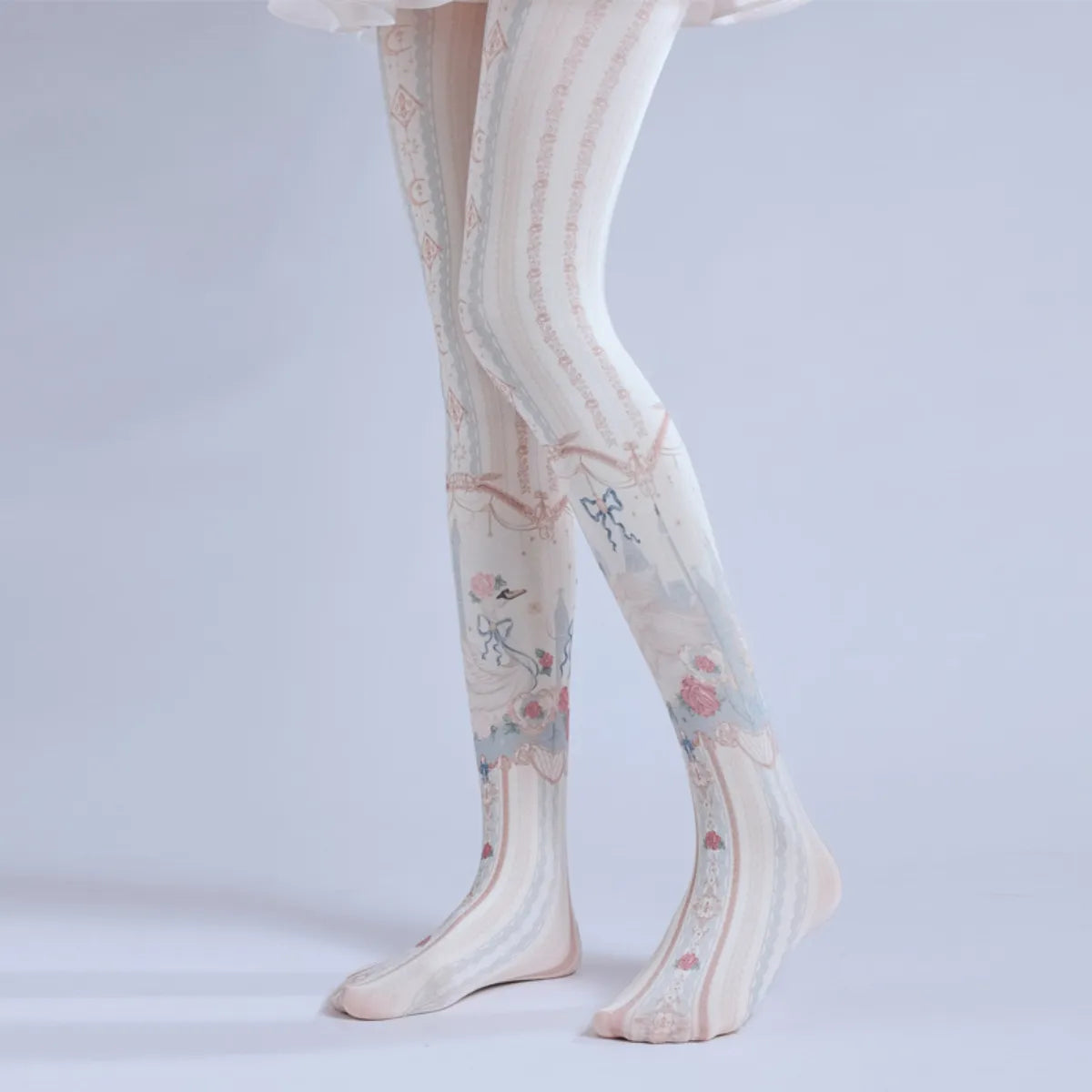 Elegant Lolita White Print Tights