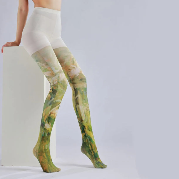 Vintage Oil Painting Print Tights
