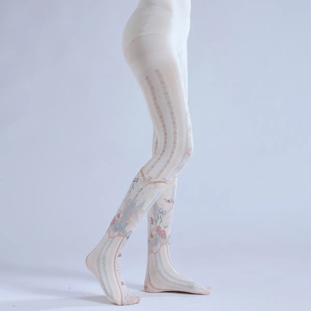 Elegant Lolita White Print Tights