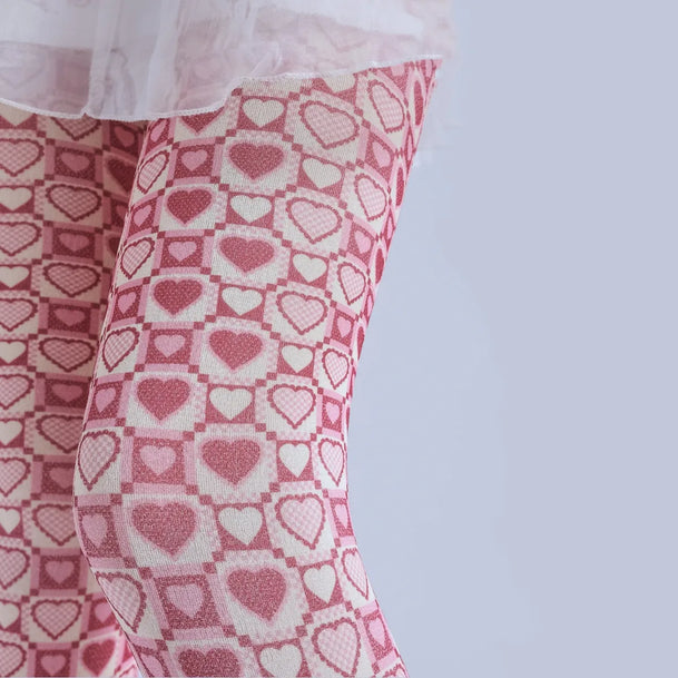 Sweet Heart Print Tights