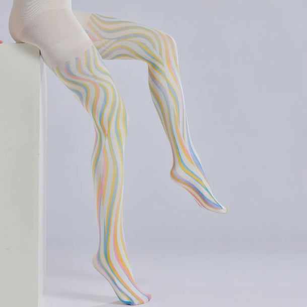 Colorful Wave Print Lolita Tights