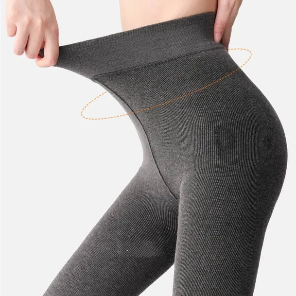 Grey Striped Fleece Lined Pantyhose