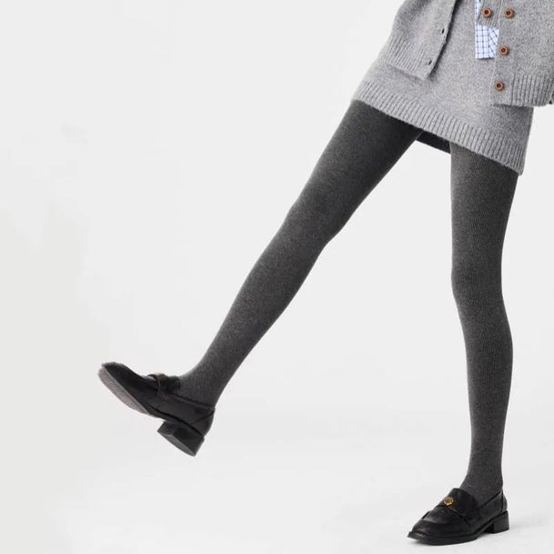 Grey Striped Fleece Lined Pantyhose