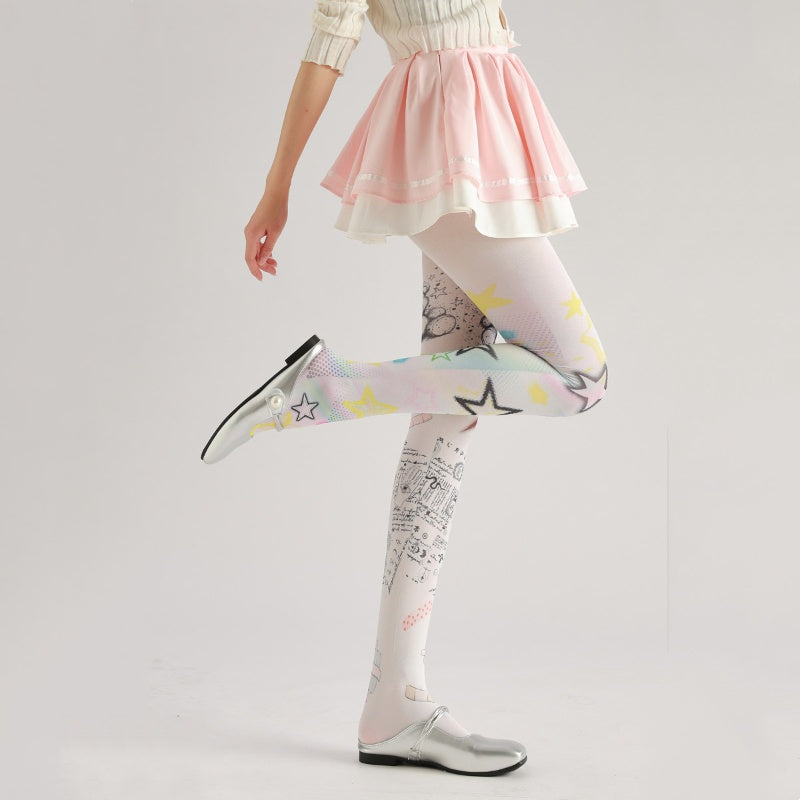 Cartoon Bear Graffiti Tights
