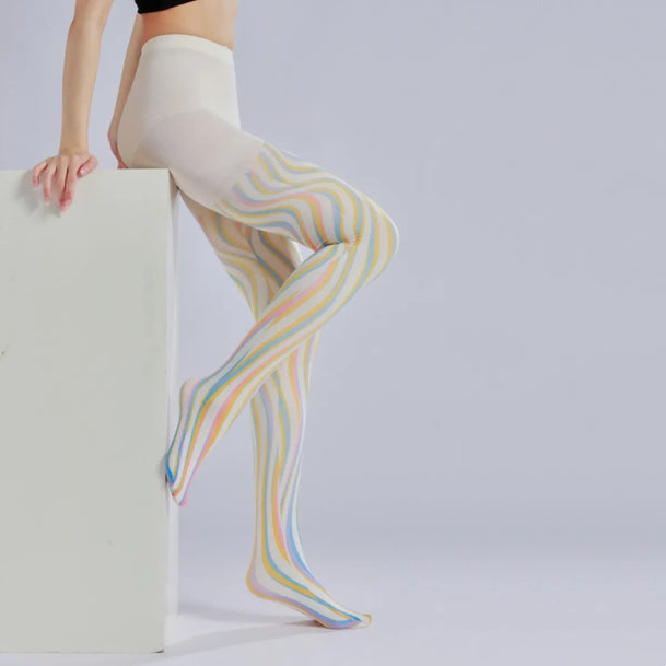 Colorful Wave Print Lolita Tights