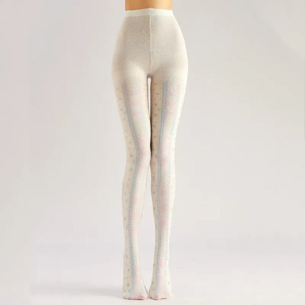 Pink Bow Lolita Print Tights