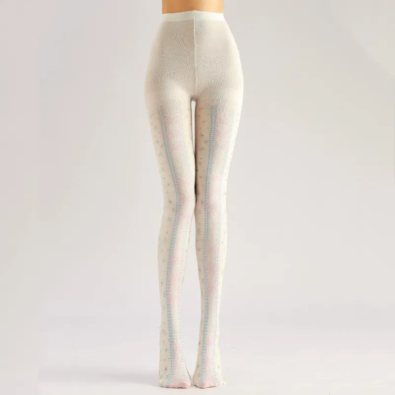 Pink Bow Lolita Print Tights