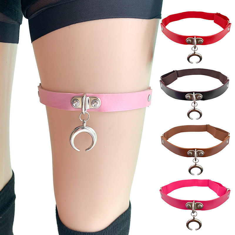 Sexy Punk Moon Thigh Garter Belt