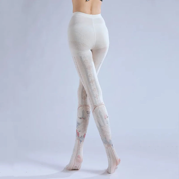 Elegant Lolita White Print Tights