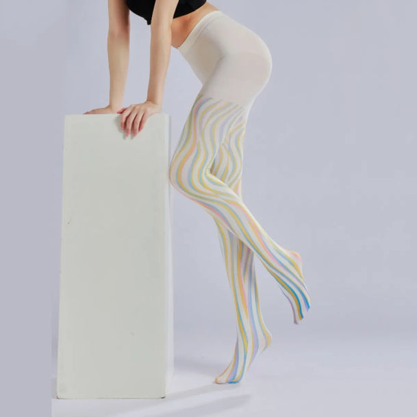 Colorful Wave Print Lolita Tights