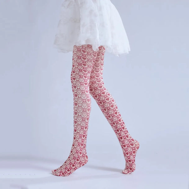 Sweet Heart Print Tights