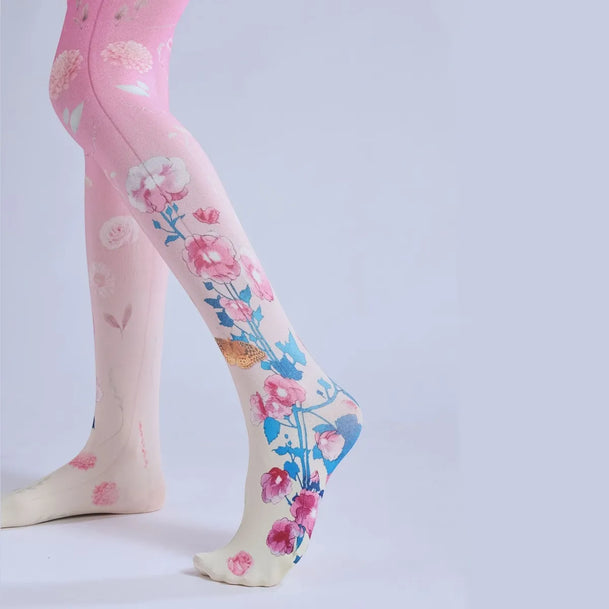 Kawaii Floral Lolita Print Tights
