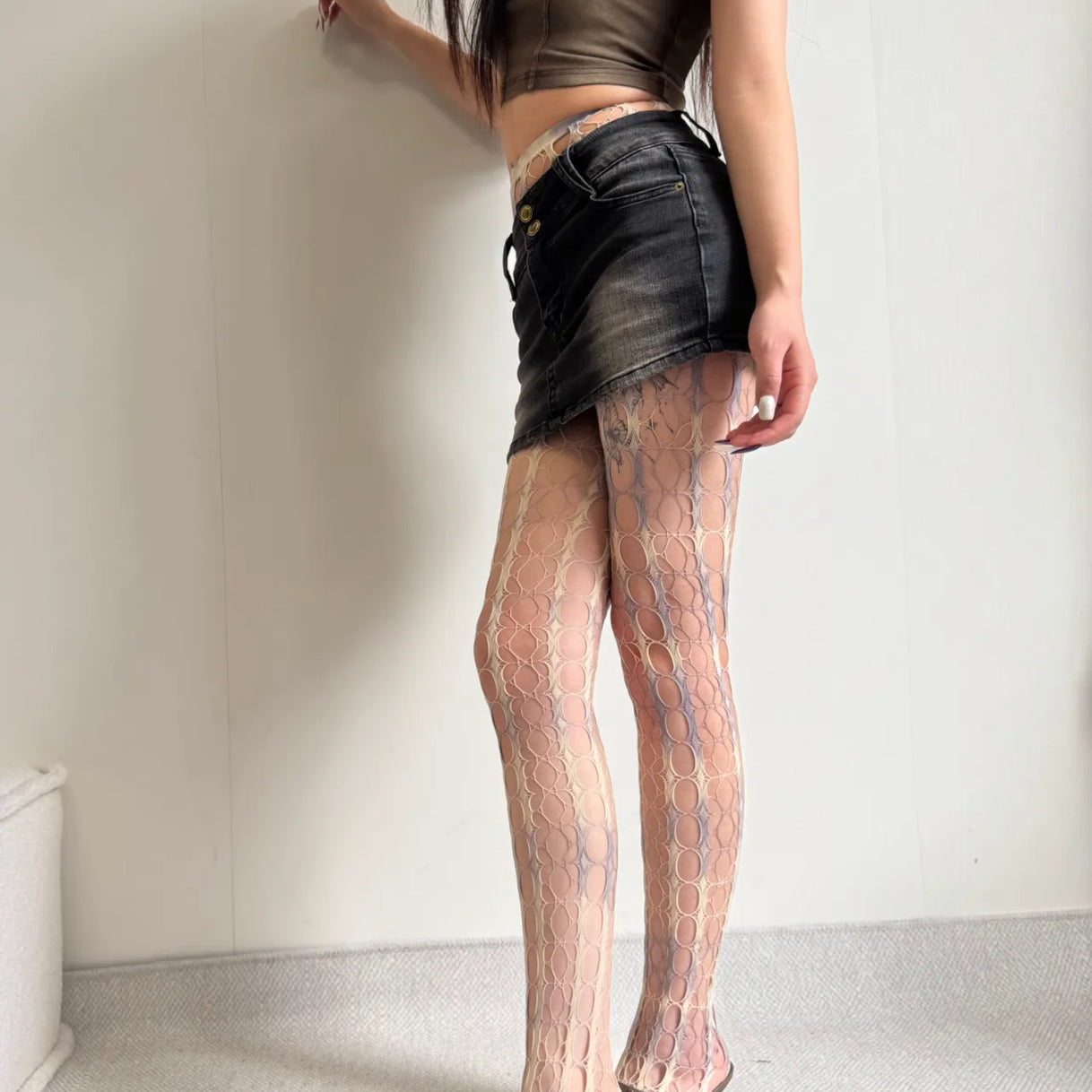 Y2K Tie-Dye Gradient Fishnet Tights