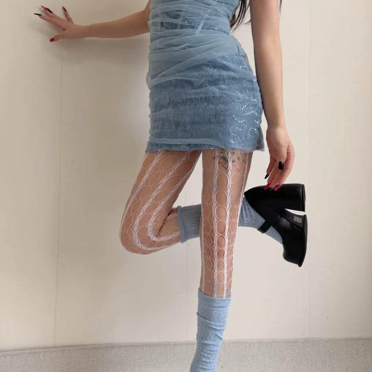 Y2K Tie-Dye Gradient Fishnet Tights