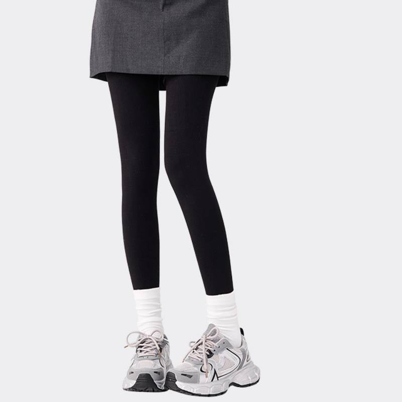 Grey Striped Fleece Lined Pantyhose