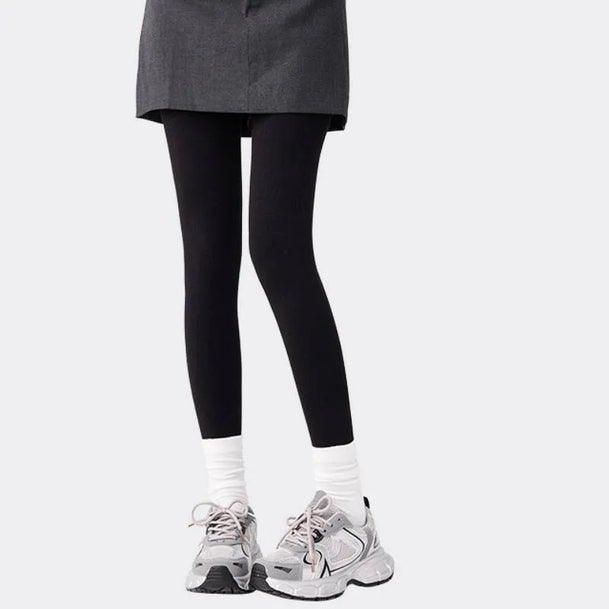 Grey Striped Fleece Lined Pantyhose