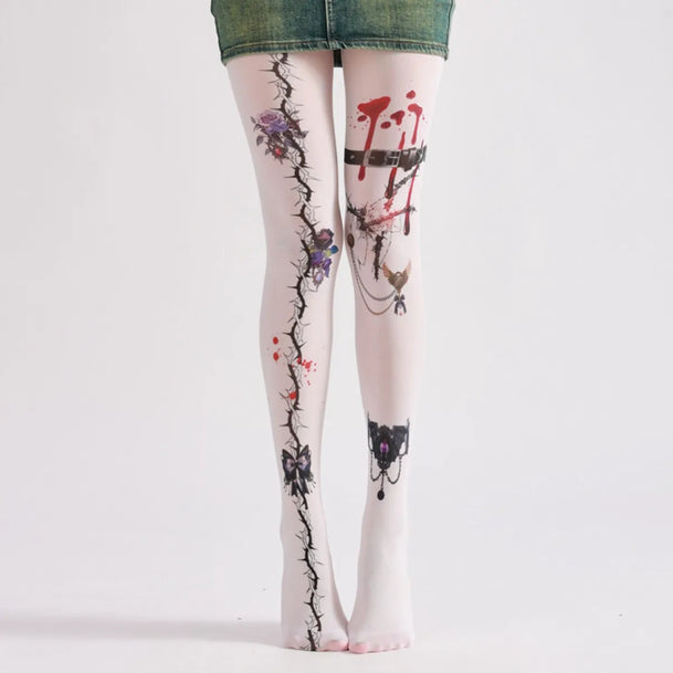 Dark Thorn Anime Print Tights
