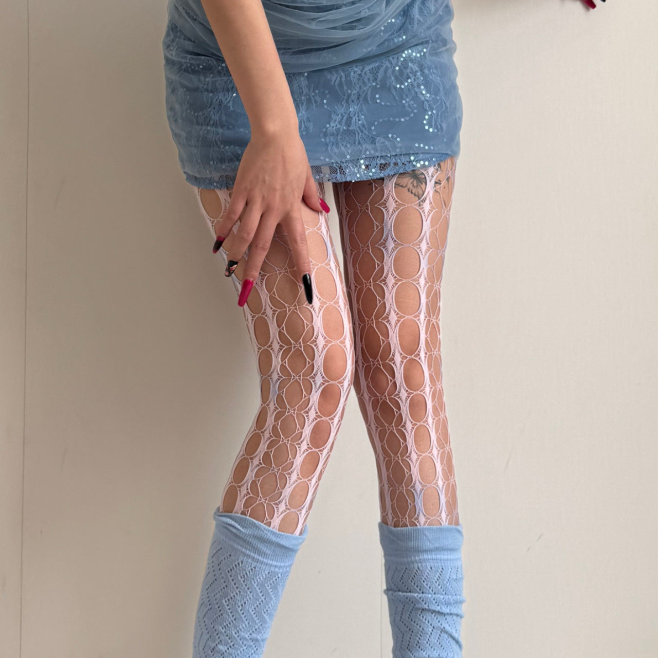 Y2K Tie-Dye Gradient Fishnet Tights