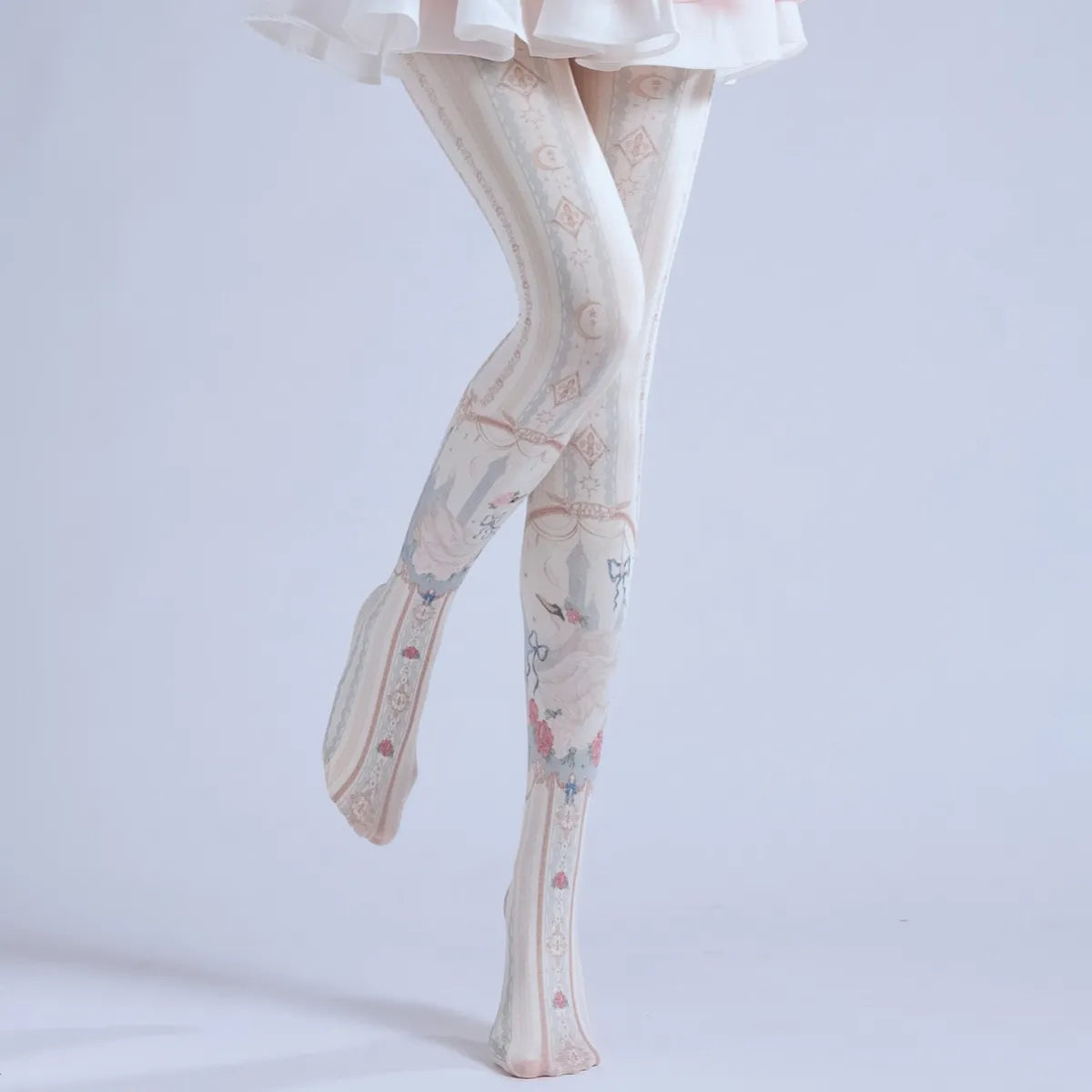 Elegant Lolita White Print Tights