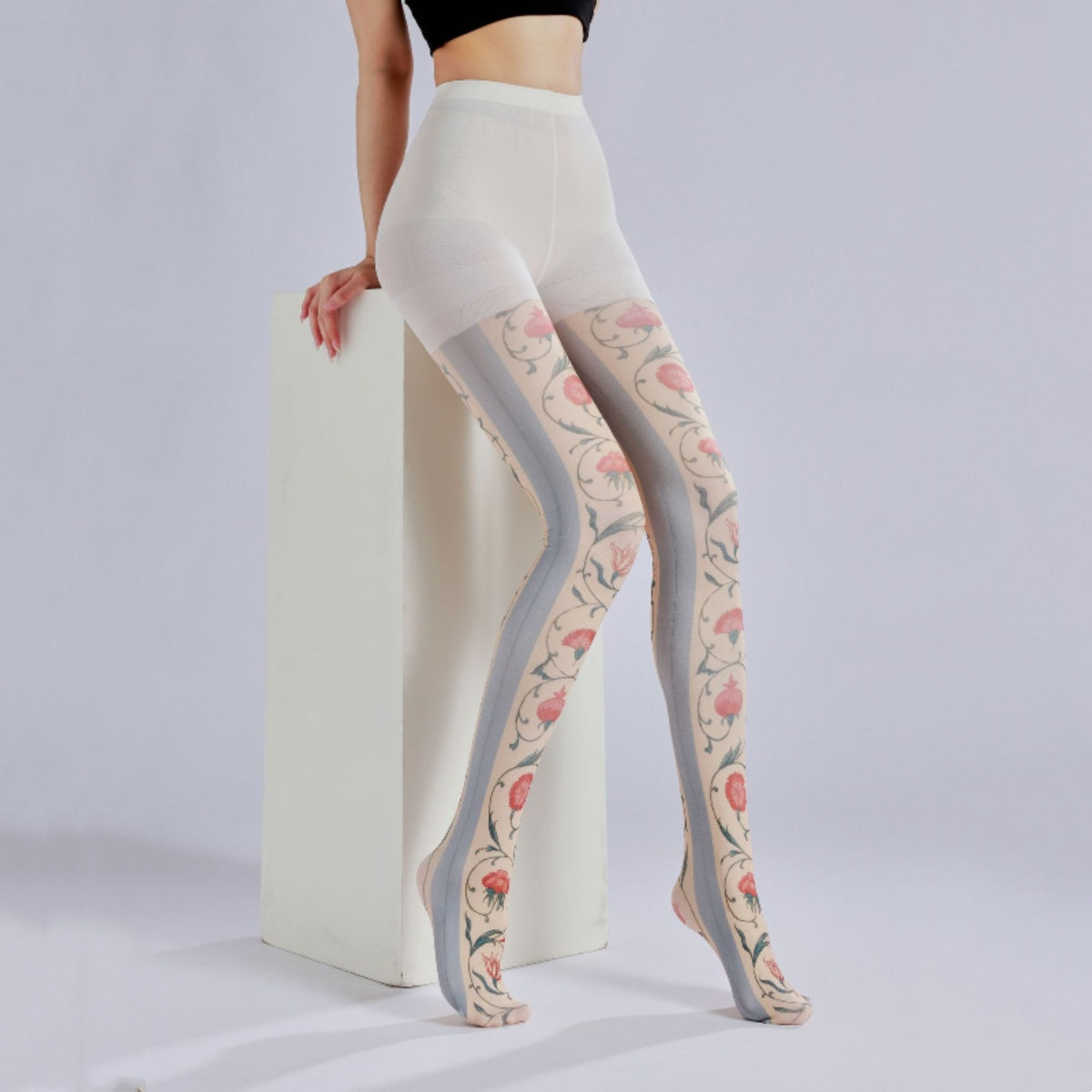Boho Floral Pattern Tights